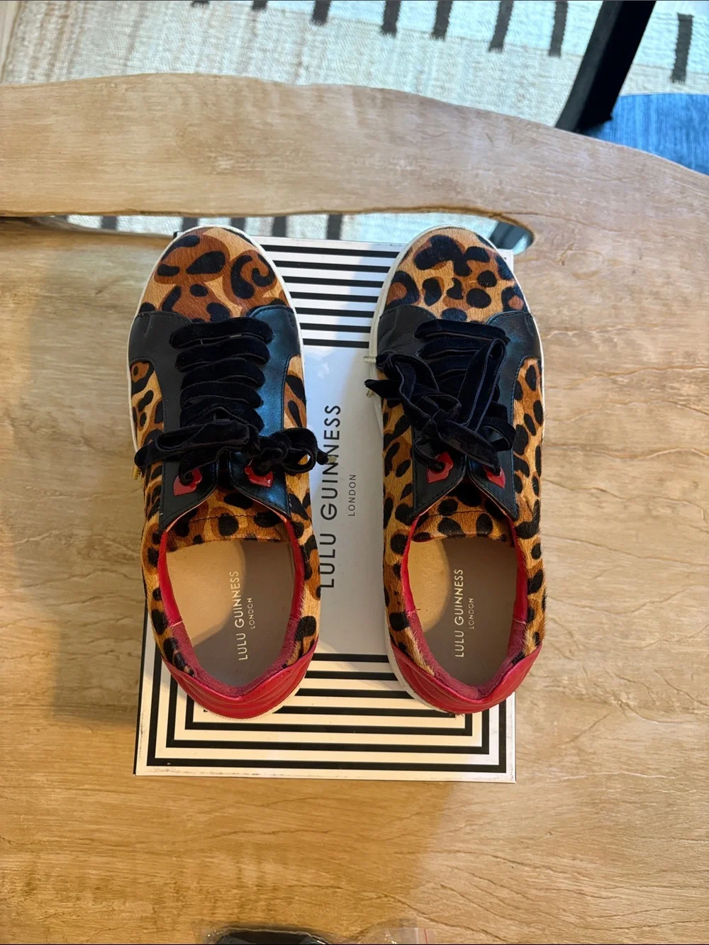 Lulu Guinness Wild Cat Natasha Leopard Leather Sneakers EU 37